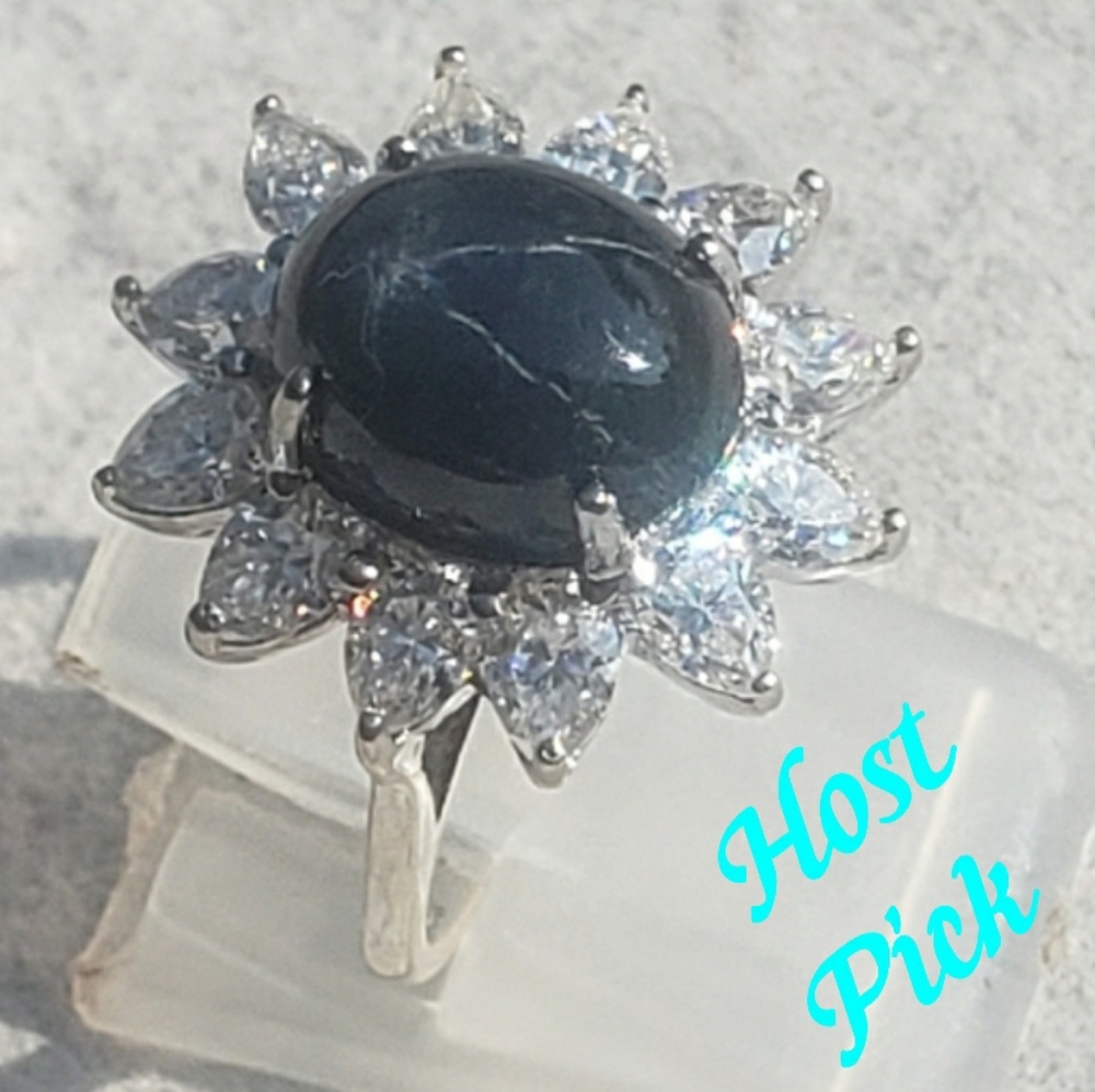 NWOT! Genuine Blue Star Sapphire and Moissanite Ring - Picture 7 of 9